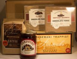 Fruitcake (20oz), Classic Fudge(12oz), Chocolat Bourbon Fudge w/ Pecans, Nicaraguan Coffee(12oz), &